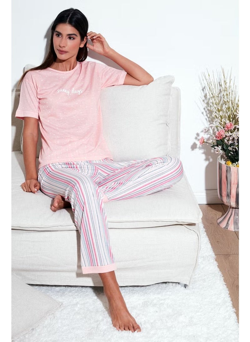 Lela Regular Fit Crew Neck Short Sleeve Pajama Set Women's Pajama Set 65790130 - Image 1